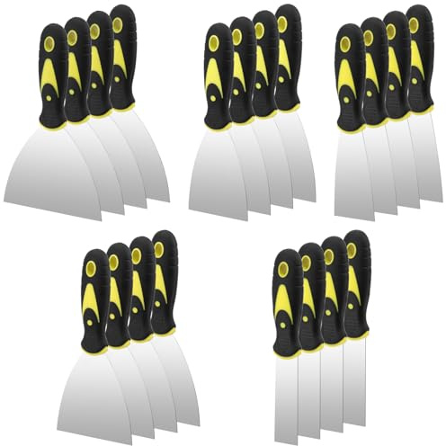SEHOI 20PCS Putty Knife Set 1, 2, 3, 4, 5 Inch, Stainless Steel Spackle Knives, Metal Knife Scrapers with Non Slip Handles for Drywall Finishing, Plaster Scraping, Decals, and Wallpaper