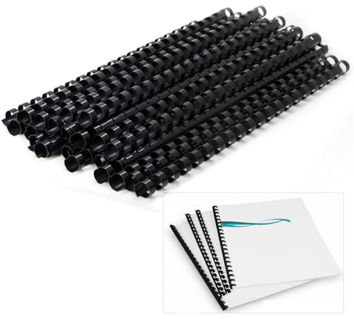 Canutillos de Plástico para Encuadernar,Canutillos Encuadernar de Plástico,Paqute de 100,Canutillos para Encuadernación,Canutillos Encuadernacion,Espirales Encuadernacion,Binding Combs,12mm Negro