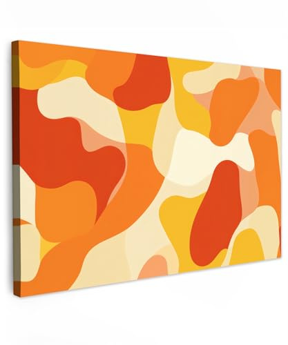 MuchoWow© Bilder Groß XXL Wohnzimmer Deko Modern Wandbild Kunstdruck | 120x80 cm - Leinwand Bild Schlafzimmer über Bett Room Decor Geschenke Abstract - Vormen - Oranje
