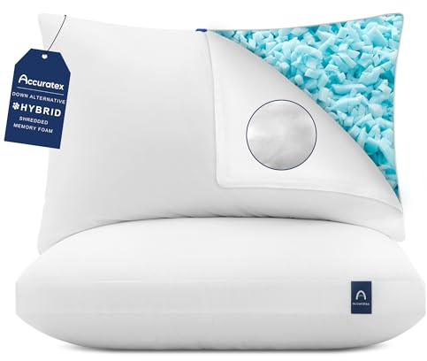 ACCURATEX Lot de 2 Oreillers Hybrides à Mémoire de Forme 40×60 cm