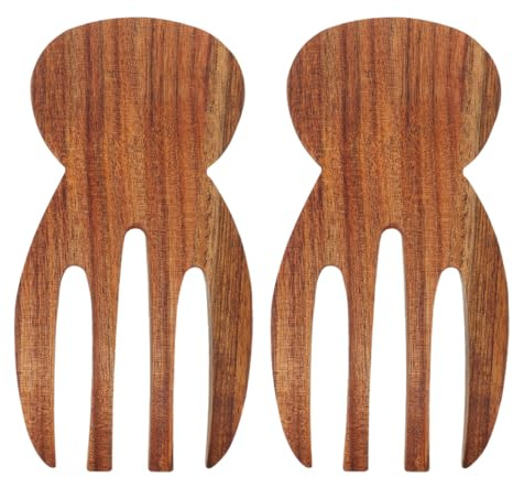 LALADEFIEE Wood Salad Servers 2pcs Acacia Wood Salad Spoon and Fork Set for Mixing and Serving Kitchen Utensils Cooking Flatware for Home Dining