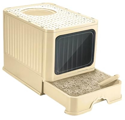 SDSKZOZP Caja de Arena for Gatos Grande, Plegable, con Tapa y diseño cajón Pala, Inodoro antisalpicaduras for, sin Olor