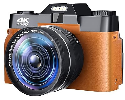 Cámara De Fotos Digital Vintage 48MP Lente Gran Angular Grabadora Fotográfica 4K Videocámara Compacta WIFI Blogger Vlogging Vídeo Imágenes Nítidas Detalladas(128G TF Card,With Wide Angle Lens02)