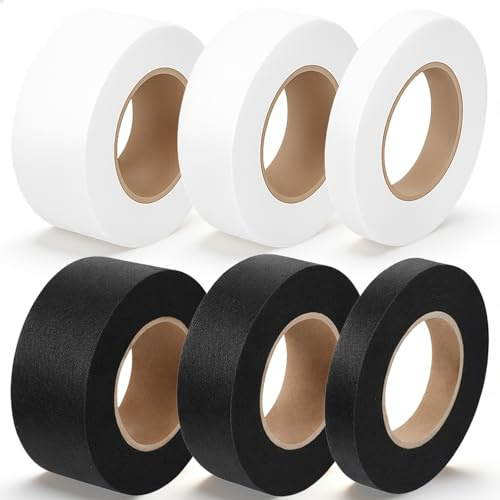 Eldraqth 6 Rolls Hemming Tape, 162 Yards No Sewing Iron on Tape Iron-On Hem Tapes for Pants, Adhesive Fabric Fusing Tapes for Clothes Dresses Curtains Crafts, 0.4/0.8/1.2 Inch (White, Black)