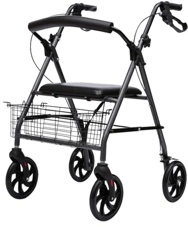 Caminante mayor Andador con ruedas for personas mayores, andador asiento, for fácil de plegar respaldo acolchado, ayuda for caminar movilidad liviana for adultos