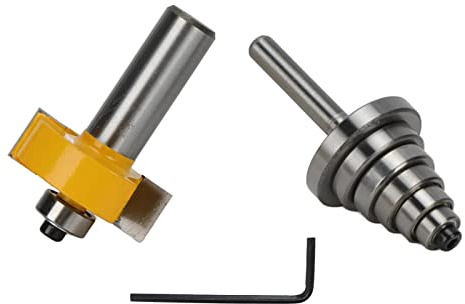 Aolidsive Broca Enrutadora de Rebaje, Acero de Tungsteno con Rodamientos Intercambiables, Vástago de 1/2 pulg., Ideal para Puertas de Gabinetes y Tallado de Ventanas