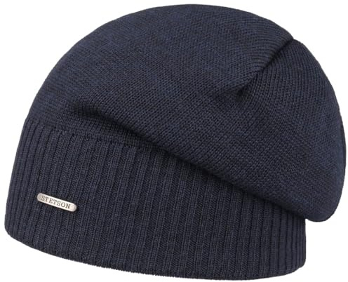 Stetson Merino Oversize Beanie Damen Herren Strickmütze aus Wolle Made in Italy Gefüttert mit Fleece und UV-Schutz Herbst Winter