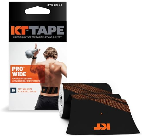 KT Tape, Pro Synthetic Kinesiology Athletic Tape, 10 Count, 10” Precut Wide Strips