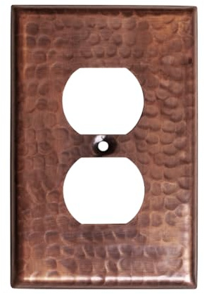 Monarch Abode Duplex Outlet Cover Plate – 1-Gang Pure Copper Plug Wall Plates, Electrical Outlet Cover Plates, Electric Outlets Covers, Hand Hammered Decorative Outlets Covers Wall Plate, Pack of 1