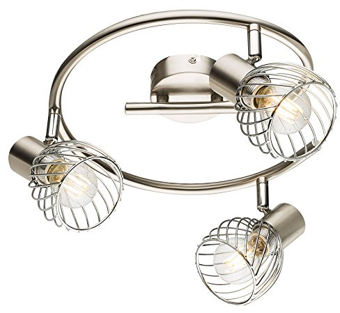 Globo Rondell Deckenstrahler TEXAS 3flammig, Metall Silber Ø 28cm