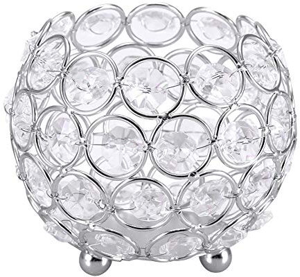 Klarer Kristall Kandelaber Büro Tischdeko für Hochzeiten (10cm-Silber)