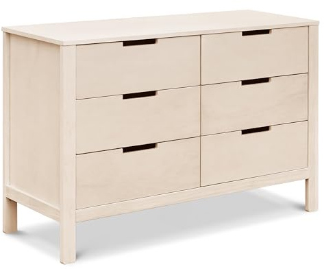 Carter's by Colby 6-Drawer Baby Dresser for Bedroom - Kids Dresser for Boys & Girls - Double Chest of Drawers for Nursery - Versatile Wooden Dresser for Living Room & Hallway - Washed Natural