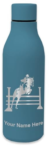 LaserGram Double Wall Stainless Steel Water Bottle, Horse Hurdles, Personalized Engraving Included (Slate Blue)