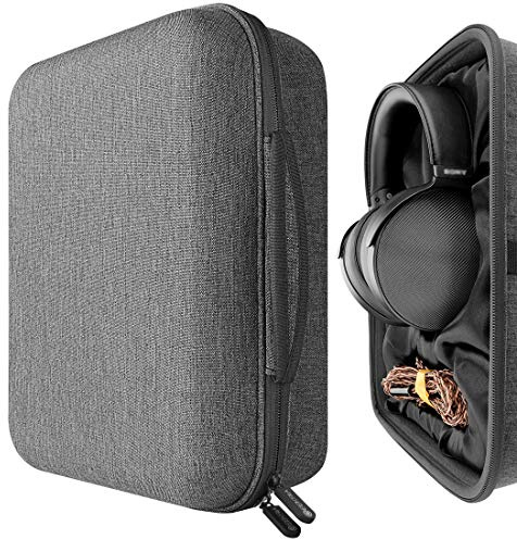 Geekria Shield Case for Large Sized Over-Ear Headphones, Replacement Protective Hard Shell Travel Carrying Bag, Compatible with Audio-Technica ATH-AWKT, Sony MDR-Z1R (Dark Grey)
