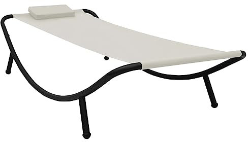vidaXL Tumbona Asientos Hamaca Balancín Sillón Mobiliario Muebles Decoración Bricolaje Sillas Sofás Terraza Acero Color Crema 200x90 cm