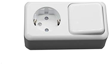 Prendeluz - Base Schuko con interruptor blanco 16A/250V.