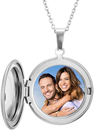 RWQIAN Photo Collier Personnalisé Photo Texte Bijoux Femme Médaillon Acier Inoxydable Couple Loquet Cadre Photo Pendentif Ovale Rond Forme De Coeur