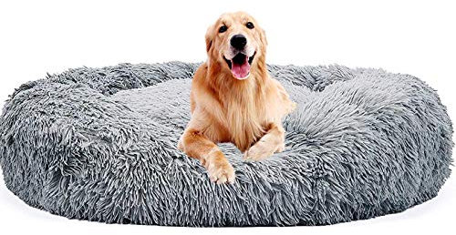 DUCHEN Weiches Hundebett kuscheliges Haustierbett Korb Donut Hundehöhle Kuschelkissen Warme Bequeme Hundesofa für Mittelgroße und Große Hunde L-80cm