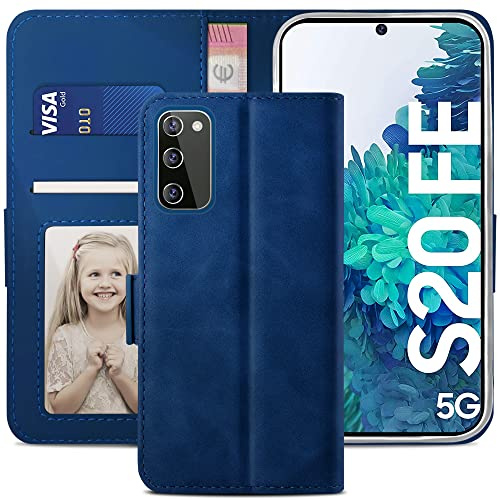 YATWIN Handyhülle Kompatibel mit Samsung Galaxy S20 FE Hülle, Klapphülle Samsung S20 FE Premium Leder Brieftasche Schutzhülle [Kartenfach] [Magnet] [Stand] Handytasche Case für Samsung S20 FE, Blau