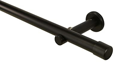 Gardinenstange schwarz aus Metall, 20 mm Durchmesser, Vorhangstange für Wand- und Deckenmontage geeignet, Komplettset mit Halterungen und Endstück Kappe, 200 cm