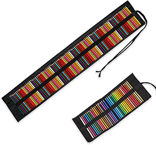 Federmäppchen aus Segeltuch mit 108 Fächern, handgefertigt, zum Skizzieren, Reisen, aufrollbar, für Buntstifte, Aufbewahrungstasche für Künstler, Studenten, keine Bleistifte, 108 + 36, Klassisch