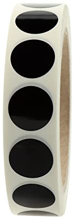 Markierungspunkte schwarz - Ø 20 mm - 1.000 bunte Klebepunkte auf 1 Rolle(n), 40 mm Kern, Polyethylen, Inventuretiketten selbstklebend