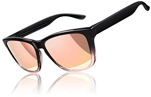 LINVO Sonnenbrille Damen Polarisiert Klassisch,Retro Eckig Sonnenbrille Verspiegelt für Fahren Angeln UV-Schutz