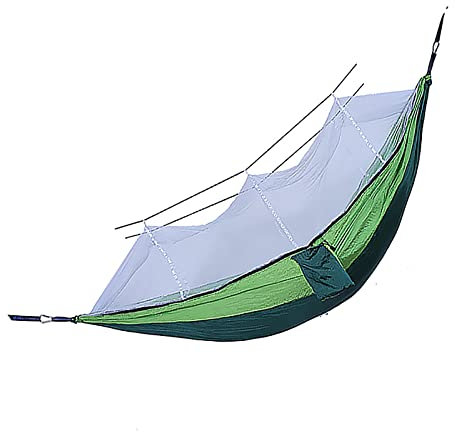 MYSUNBAR Hängematte Outdoor mit Moskitonetz 260x140cm, Ultraleichte Moskito Netz Camping Hängematte Belastbarkeit bis 300 kg Tragbare mit Tragetasche, Hängematte Outdoor für Terrasse Hof Garten