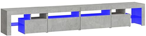 vidaXL TV-Schrank mit LED-Leuchten Betongrau 260x36,5x40 cm
