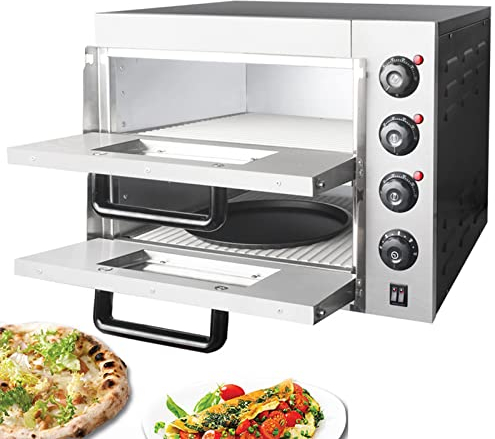 Controsoffitto del forno per pizza con tempo, controsoffitto del forno tostapane a doppio piano per pizza, cottura indipendente a due strati a temperatura controllata Forno per pizza con patate dolci