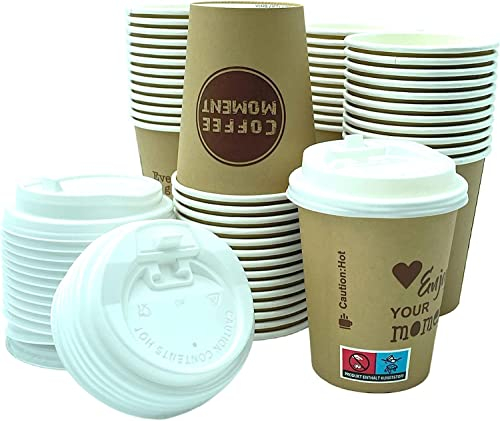 clearfee Gobelets à café jetables de qualité supérieure - 200 ml - 0,2 l - 8 oz - Couvercle à café à emporter (200 gobelets + 200 couvercles)