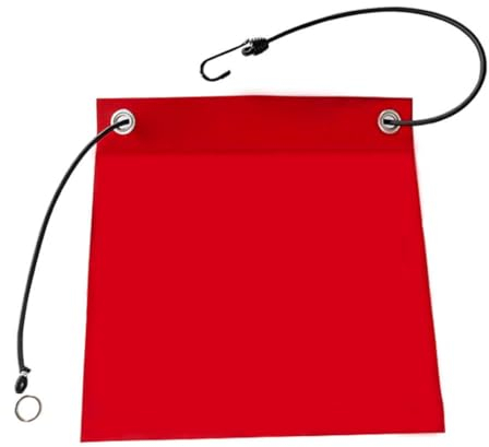 PROVISO TOOLS Rote Fahne Überlänge nach StVo §22, Warnflagge, rote Flagge, Ladungssicherung, Warnfahne, rote Fahne für Transport mit Gummiseil - 30x30cm