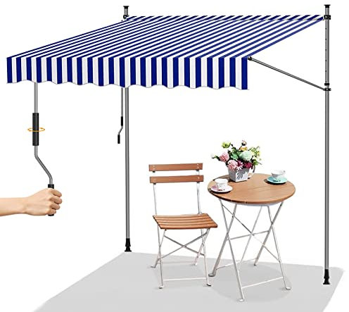 Tenda da Sole per Esterno a Caduta per Terrazzo, Tende da Sole per Esterno Avvolgibili con Manovella, Tende da Sole per Balconi Impermeabile per Terrazzo, Veranda ( Color : Blue-white , Size : 3.5m/13