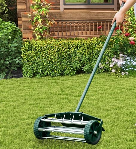 THUNDERBAY 18-Inch Lawn Aerator Heavy-Duty Spike Garden Yard Grass Rotary w/Mud Guard