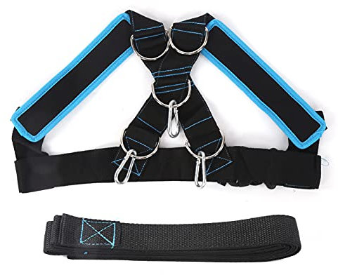 ZLXHDL Schlittengeschirr, Verstellbarer, Dicker, Weicher Gewichtsschlitten, Trainingsausrüstung Für Körperliches Training, Kraftsprint Und Widerstandstraining(Schwarz Blau)