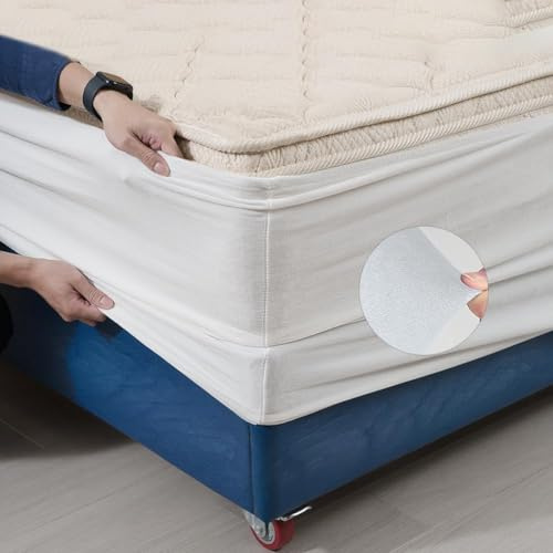 DUJUIKE Mantovana Giroletto Vestiletto Coprirette, Mantovana in velluto riccio per divano letto, Protezione Del Giroletto, Trasforma una base per letto (Twin Bed Width:120-137cm,Bianco)