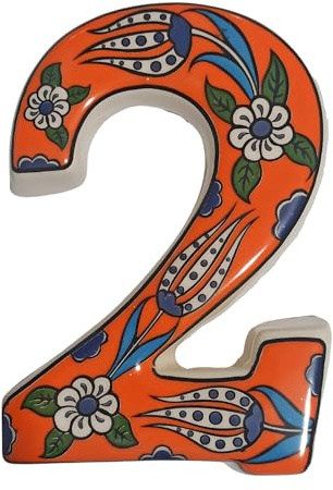 Grande cartello in ceramica per inaugurazione della casa cartello per indirizzo in ceramica cartello per numero civico,cartello per porta personalizzato decorato a mano (Orange, 2)