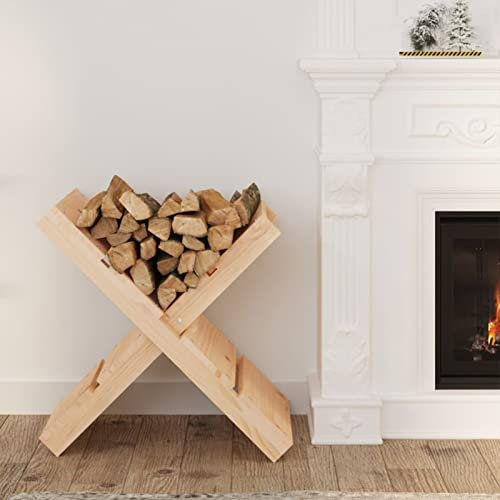 Homgoday Portaceppi 47x39,5x48 cm in Legno Massello di Pino, Portalegna da Interno, Portalegna da Ardere, Porta Legna per Camino, Legnaia da Interno, Impilabile Stufa Ripiano Legno