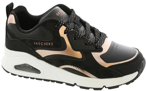 Skechers Girl's Uno Gen1 Color Surge Sneaker, Black/Rose Gold, 4.5 UK