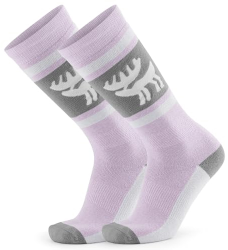 Qunature Chaussettes Haut Ski Thermique Chaussettes Mollet Neige Laine Chaud Douce Femme 37-42 Homme 43-48 Anti-Choc Ergonomique Sport Plein Air Hiver Snowboard Escalade 1 Paire Vert Violet Gris Rose