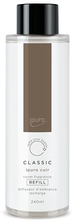ipuro Classic Raumduft Nachfüllflasche CUIR 240ml | Raumerfrischer mit Zitrusnoten, Vanille, Leder & dunklen Hölzer Duft | Nachfüller für Diffuser + Stäbchen | Lufterfrischer Refill