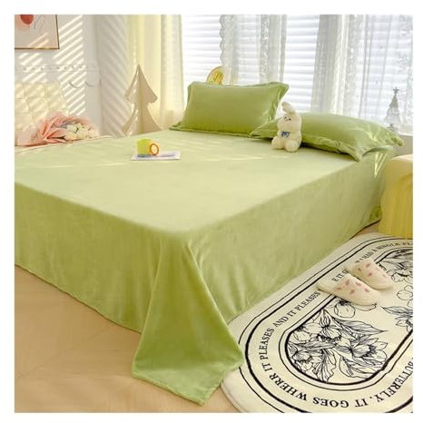 Flausch Bettlaken Haushaltstuch ohne Gummizug Betttuch ohne Gummi Mikrofaser Laken Leintuch Haustuch viele Größen und Farben (Color : Green, Size : 150x200cm)