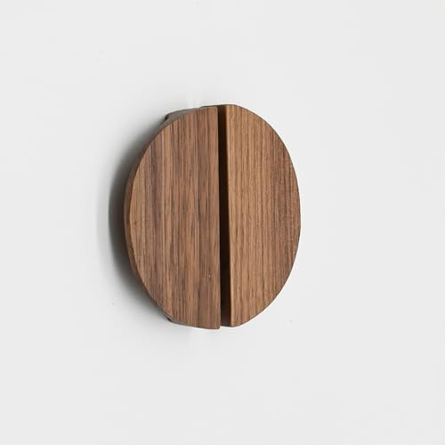 ZYFH8992 2 Stück Schrankgriffe Kinderzimmer Halbmond Profilgriff Massives Holz Möbelgriff Halbrund SchubladenKnöpfe,Türgriff Zugknöpfe für Kleiderschrank (Walnuss)