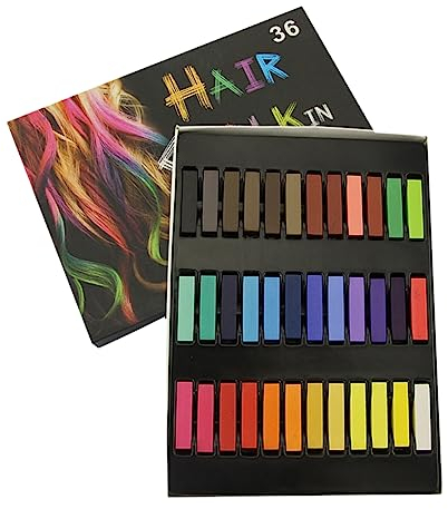 MAGICLULU Einweg-haarkreidestifte 36 Farben Temporäre Haarfarbe Waschbar Wiederverwendbar Für Geburtstagsfeiern Und Veranstaltungen