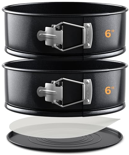 BakeValley 6 Inch Cake Tin Set– 7cm Deep Springform Cake Tins for Baking Layered Birthday Cakes– Bonus Precut Parchment Papers– Ultimate XP with Round Non-Stick & Leak-Proof Baking Tins