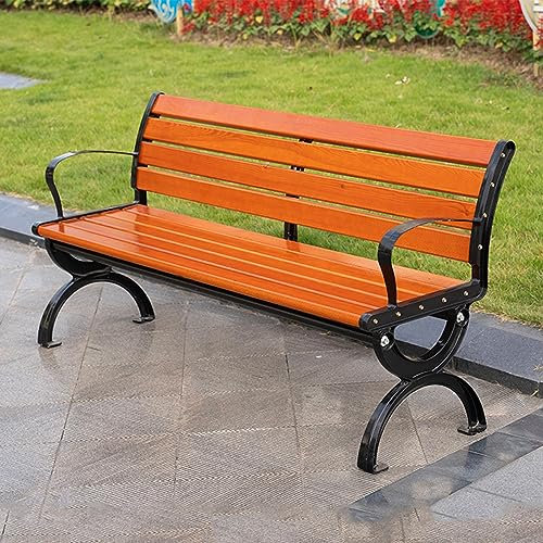 SORVA Gartenbank für den Außenbereich, Terrassenbank für den Park mit Stabiler Rückenlehne und Armlehnen, Außenbank aus Metall für Park, Hof, Veranda, Rasen, Balkon, Hinterhof, Tragkraft 350 kg (G