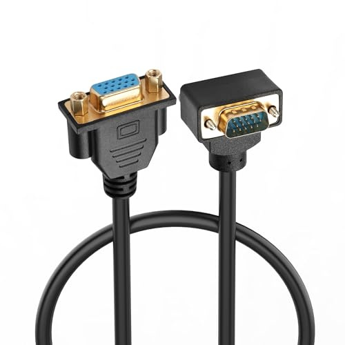 PNGKNYOCN 90 Grad VGA-Verlängerungskabel, 1080P Full HD rechtwinklig nach oben gebogenes VGA-Stecker-Buchse-Video-Adapterkabel für Computermonitor, Projektor etc（0.5M）
