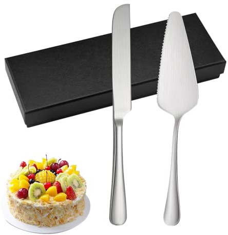 LPAMABA 2 Teilig Tortenheber,Kuchenhebe,Silber Kuchenschaufel Tortenschaufel mit Messer Tafelmesser Edelstahl Tortenmesser Besteck Messer Dessertmesser Kuchenmesser Tortefür Hochzeit Geburtstag