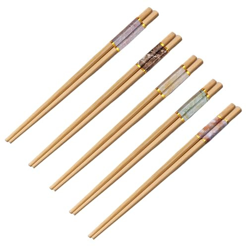 JCUGSBS 5 Pares de Palillos de Fibra de Madera – Multicolor Reutilizables Palillos Aptos para lavavajillas