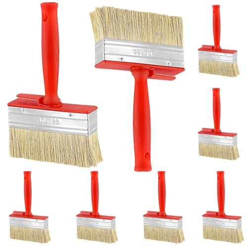 SINJEUN 8 PCS Paint Brushes, 22x12x3cm Detachable Fence Paint Brushes, Decking Paint Brush Wallpaper Brushes for Masonry, Shed, Fence, Wall Painting, Wall Painting, Timber, Floor